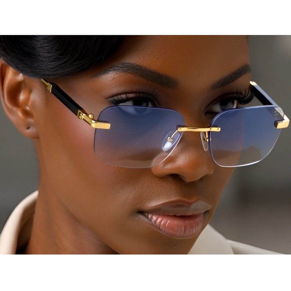 WomenGradient Blue Lens Sunglasses Stylish Square Modern UV400 Outfit Shades New